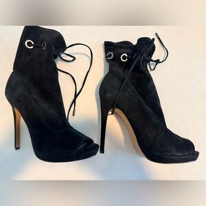Black Suede Women's Heeled Boots